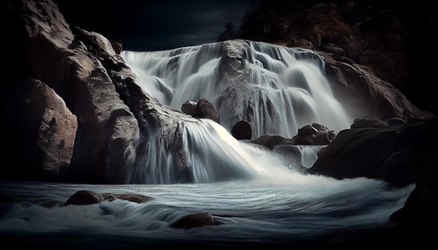 Mouvement liquide de la nature Cascade majestueuse de la beauté du mouvement flou généré par l'IA