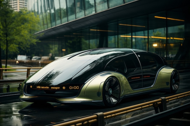 Un moyen de transport futuriste dans une ville ultra-moderne