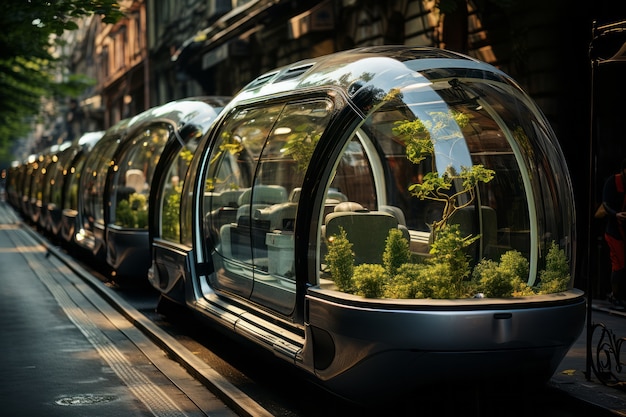 Photo gratuite un moyen de transport futuriste dans une ville ultra-moderne