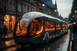 Photo gratuite un moyen de transport futuriste dans une ville ultra-moderne