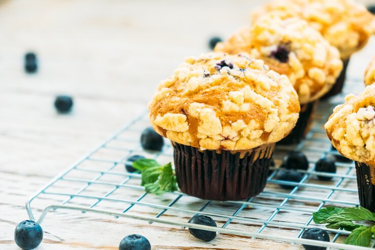 Photo gratuit muffin aux myrtilles
