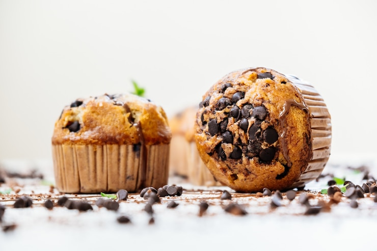 Photo gratuit muffin aux pépites de chocolat