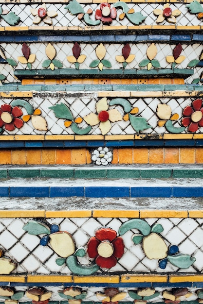 Mur de texture du temple à Bangkok, Thaïlande