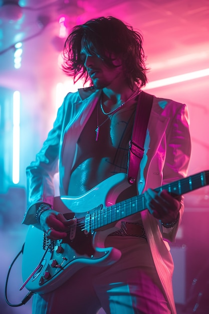 Musicien jouant de la guitare électrique