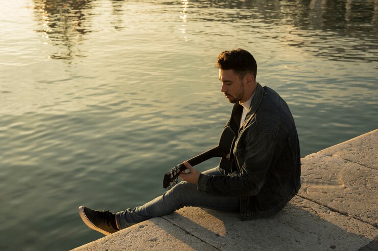Photo gratuit musique de guitare en extérieur