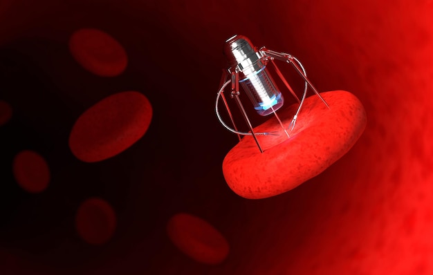 Les nanobots réparent les cellules sanguines endommagées illustration 3D