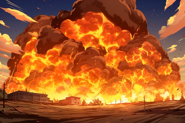 La nature en feu dans le style anime