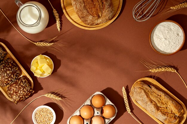 Nature morte avec des aliments de boulangerie appétissants