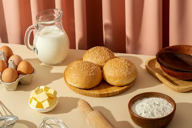 Nature morte avec des aliments de boulangerie appétissants