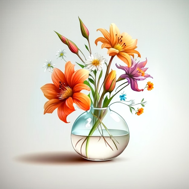 Nature morte aux fleurs printanières dans un vase IA générative
