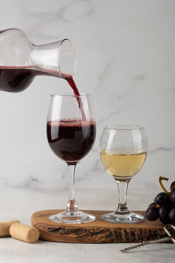 Photo gratuit nature morte de carafe à vin sur table