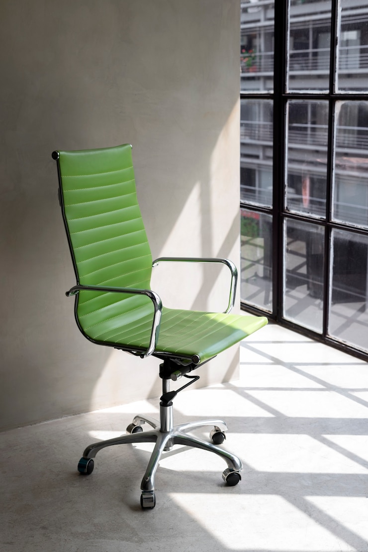 Photo gratuit nature morte d'une chaise de bureau à l'intérieur