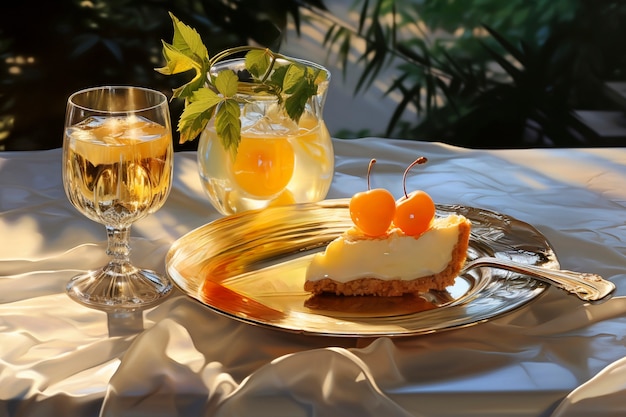 Photo gratuite la nature morte d'un cocktail sur une nappe