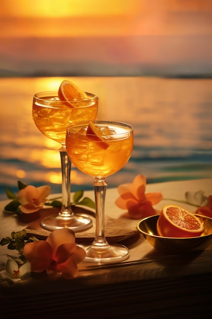La nature morte d'un cocktail sur une nappe