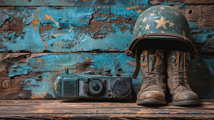 Photo gratuit la nature morte du casque du soldat