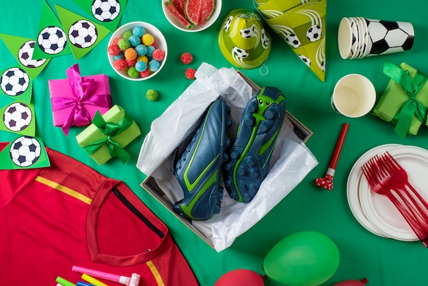 Nature morte de fête à thème d'anniversaire de fan de football