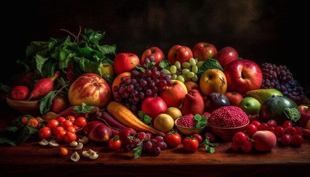 Une nature morte de fruits et légumes