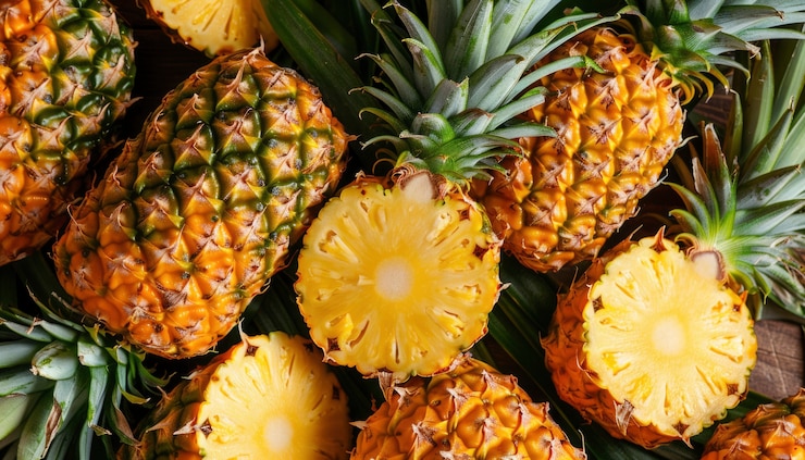 Photo gratuit nature morte gourmande avec un ananas