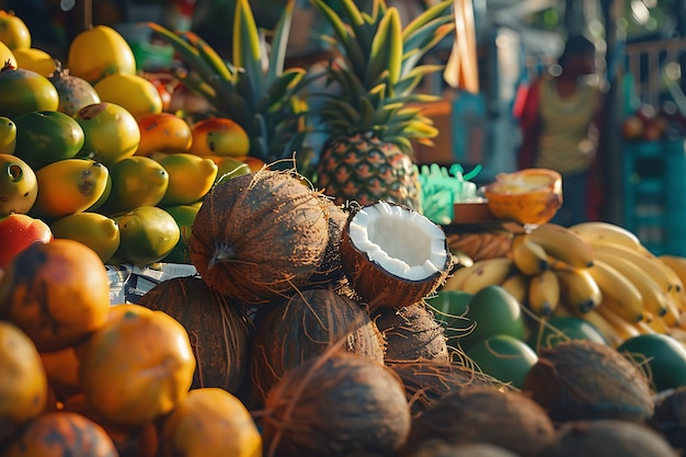 Photo gratuite la nature morte à la noix de coco