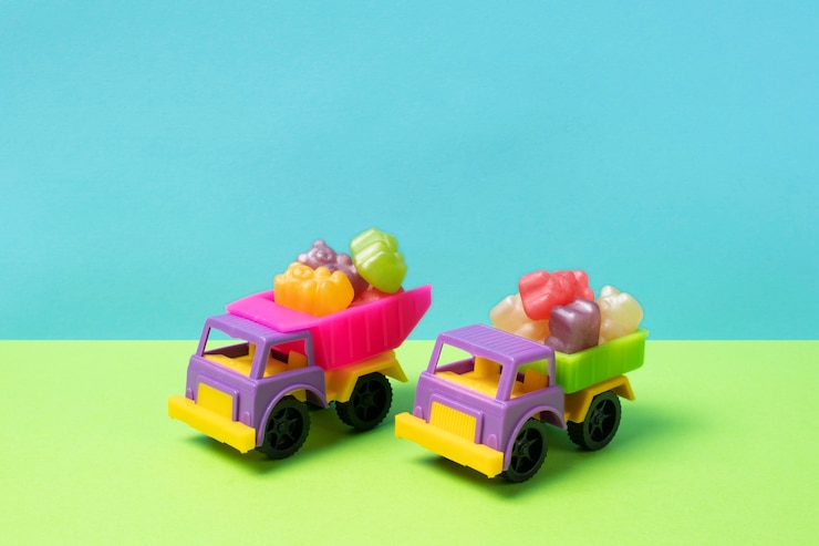 Photo gratuit la nature morte des ours en gomme colorés