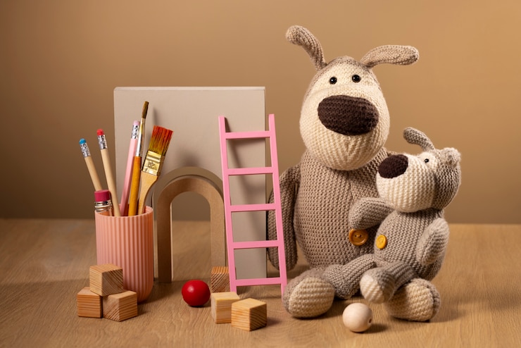 Photo gratuit la nature morte des peluches au crochet