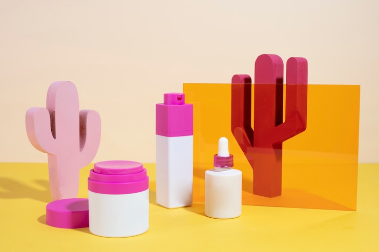 Photo gratuit nature morte de produits cosmétiques