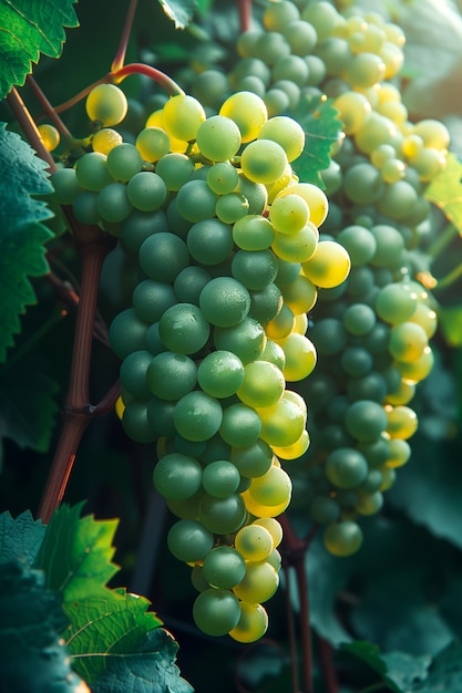 Photo gratuite la nature morte des raisins verts dans la vigne