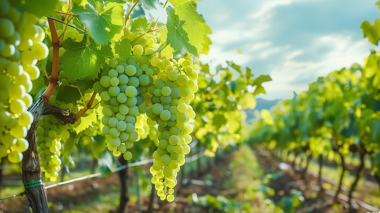 Photo gratuit la nature morte des raisins verts dans la vigne