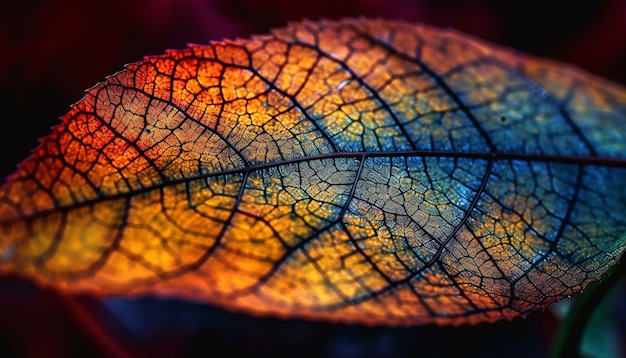 Photo gratuite les nervures brillantes des feuilles reflètent la lumière du soleil sur une branche sèche générée par l'ia