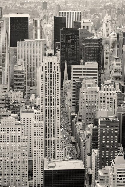 New York City Manhattan street vue aérienne noir et blanc