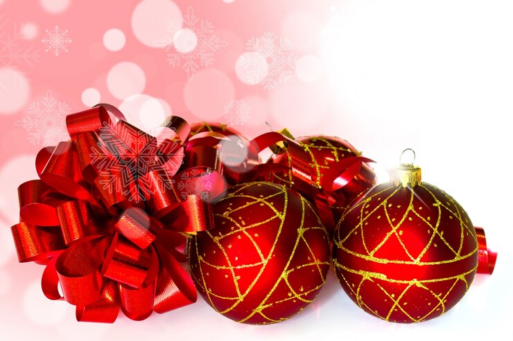 Photo gratuit noël boules rouges avec un ruban suivant