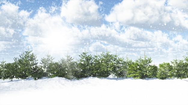 Photo gratuite noël scène d'hiver avec des sapins