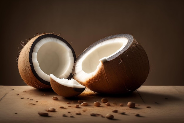 Une noix de coco avec le mot noix de coco dessus