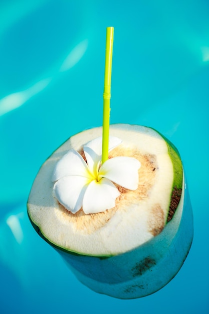 Photo gratuite noix de coco près de la piscine