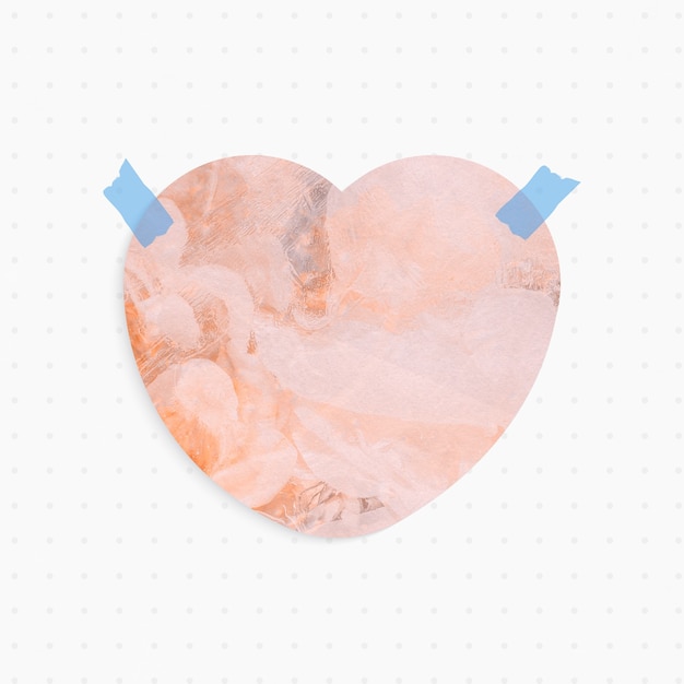 Note de papier avec forme de coeur abstrait pastel et ruban washi