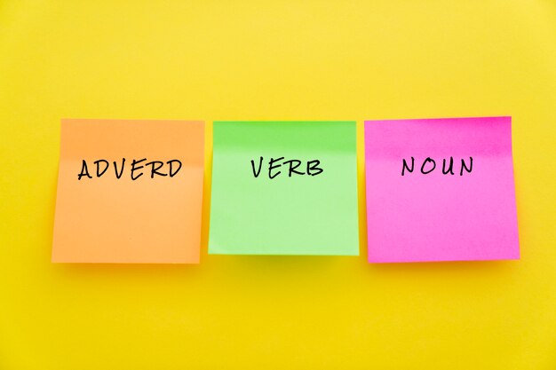 Notes collantes colorées avec des mots