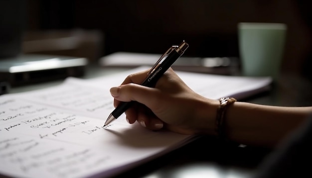 Photo gratuite notes manuscrites sur papier qu'un étudiant étudie pour les examens générés par l'ia