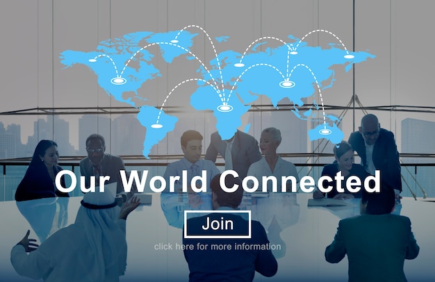 Photo gratuite notre concept d'interconnexion de réseaux sociaux connectés au monde