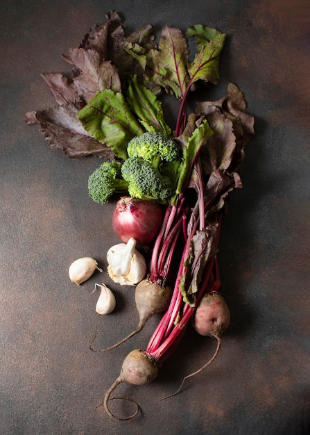 Nourriture d'hiver de légumes sains haute vue