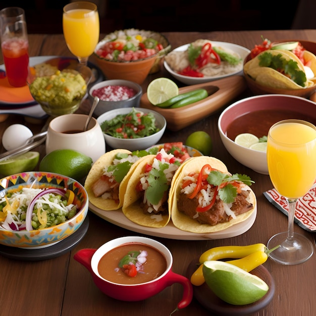 Photo gratuite nourriture mexicaine tacos guacamole salsa et guacamole