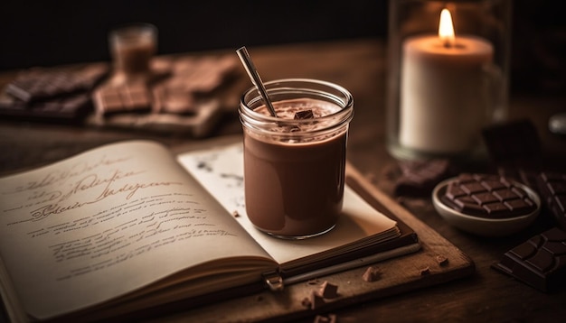 Photo gratuite nourriture sucrée et boisson sur une table rustique générée par l'ia