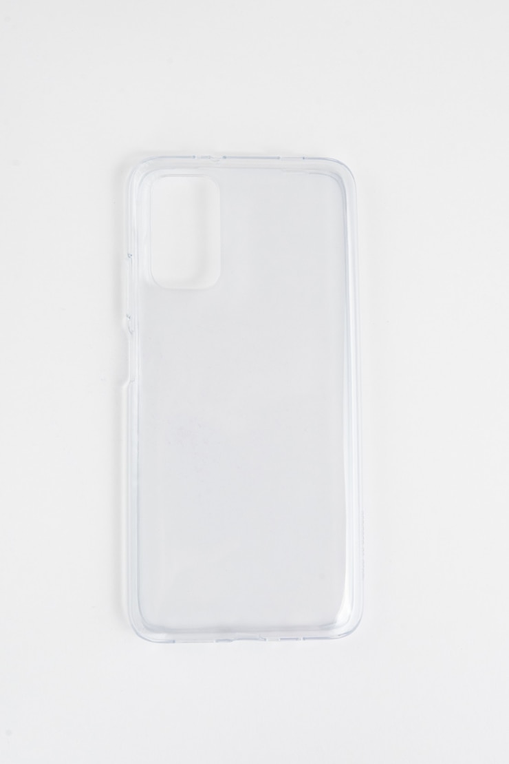 Photo gratuit nouveau couvercle de téléphone portable transparent sur fond blanc isolé