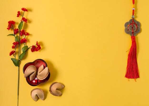 Nouvel an chinois avec des biscuits de fortune