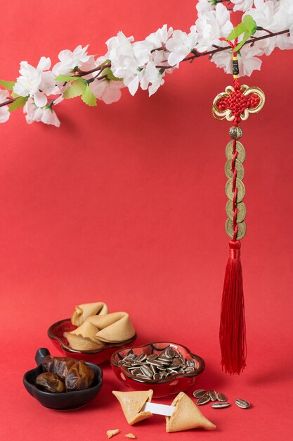 Nouvel an chinois avec des biscuits de fortune