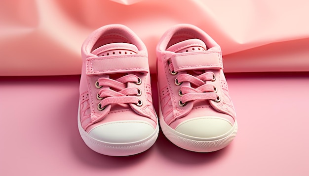 Photo gratuite nouvelle chaussure de sport rose pour bébé petite et mignonne générée par l'ia