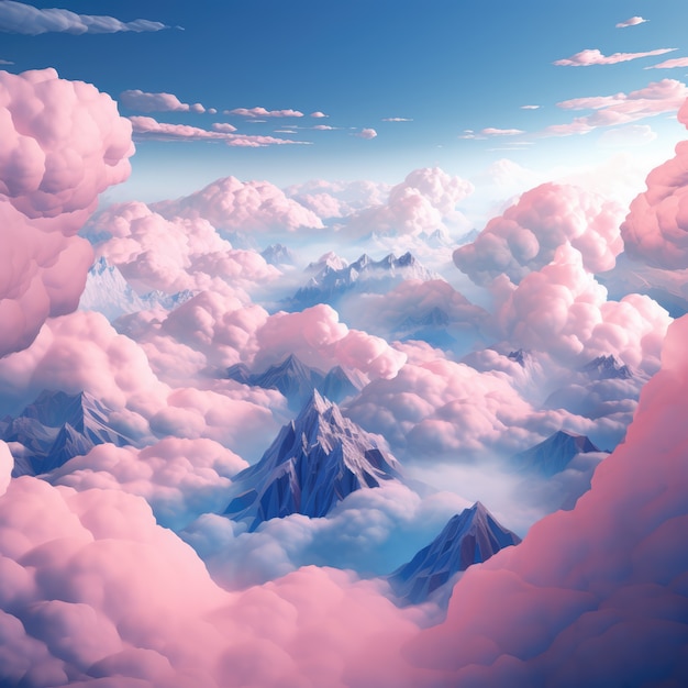 Des nuages et des montagnes de style fantastique