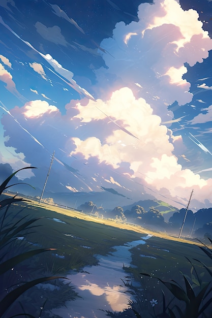 Photo gratuite des nuages de style anime