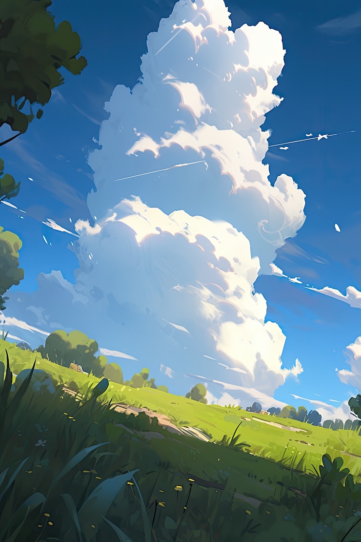 Photo gratuit des nuages de style anime
