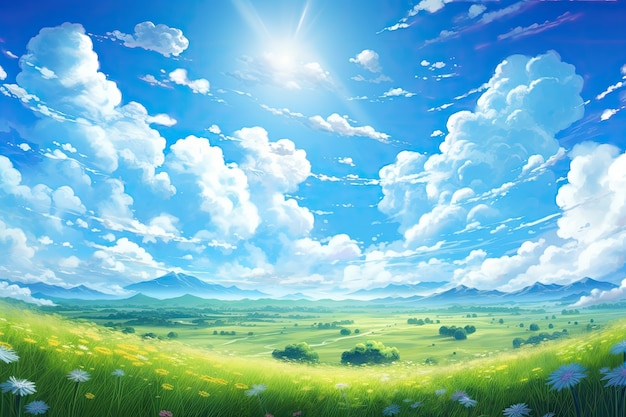 Photo gratuite des nuages de style anime