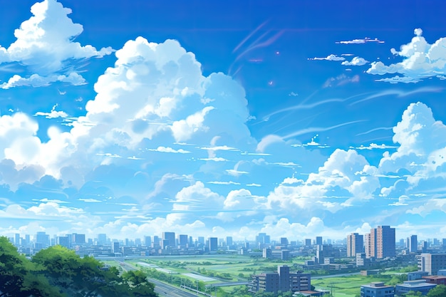 Des nuages de style anime
